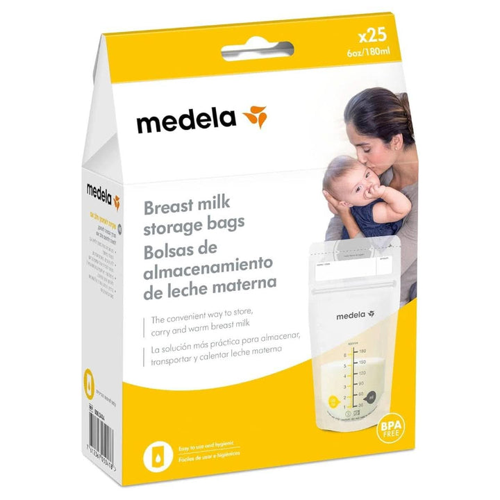 Saci de depozitare a laptelui matern Medela 25 buc, aprox. 200 ml, albe (versiunea în spaniolă) Accesorii Hrana si Alaptare Bebe Naty Shop 25 saculeti