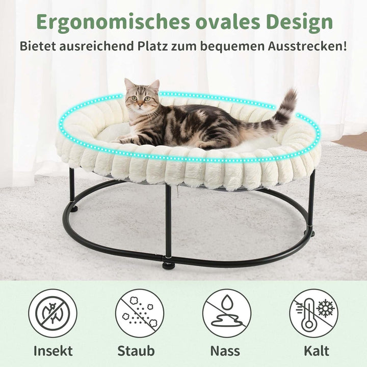 GUUSII HOME Pat pentru pisici ridicat, hamac pentru pisici mari, pat pentru șezlong, hamac pentru pisoi, canapea pentru pisici, pat înalt pentru cățeluș, cu cadru metalic robust, pernă lavabilă 58,5 * 43 * 21 cm (alb)