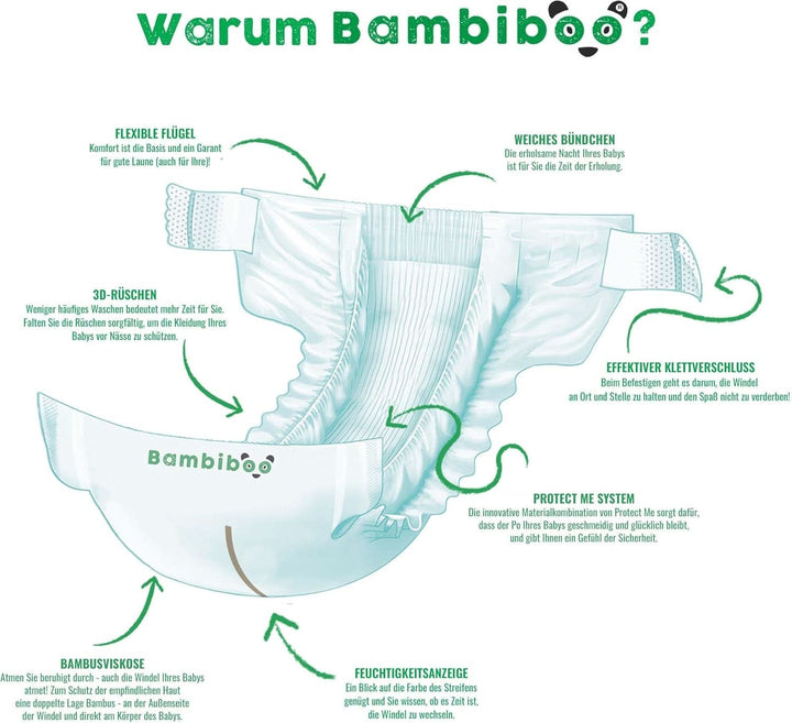 Scutece de unică folosință Bambiboo, prietenoase cu pielea și deschidere ombilicală, diverse marimi Mama si Copilul Naty Shop