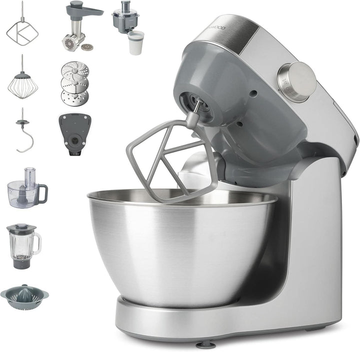 Kenwood Prospero+ KHC29A.R0SI Küchenmaschine, 4,3 L Edelstahlschüssel, Inkl. 10-Teiligem Zubehör-Set Mit Fleischwolf, Glas-Mixer, Zitruspresse, Entsafter Und Mehr, Inkl. Easyweigh Waage, 1000W, Silber Mama si Copilul Naty Shop Silber Inkl. 9 Zubehörteile Waage
