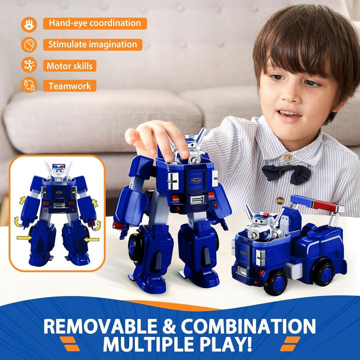 SUPER WINGS - VEHICUL ROBOT CONVERTIBIL "PAUL'S CRUISER" 18 Cm + 1 FIGURĂ 5 Cm - Mașină și avion de jucărie Transform-A-Bots din serialul animat - Jucării pentru copii peste 3 ani Action figures Naty Shop