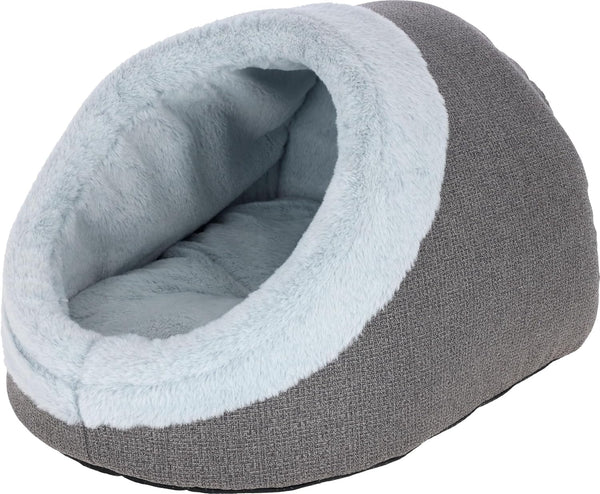 Kerbl Pet Cuddle Cave Jana, Peșteră pentru pisici, Pat pentru pisici, Gri, 54 x 43 x 35 cm, Plush moale, Fleece de poliester, Cu pernă reversibilă, Lavabil la mașină la 30°C