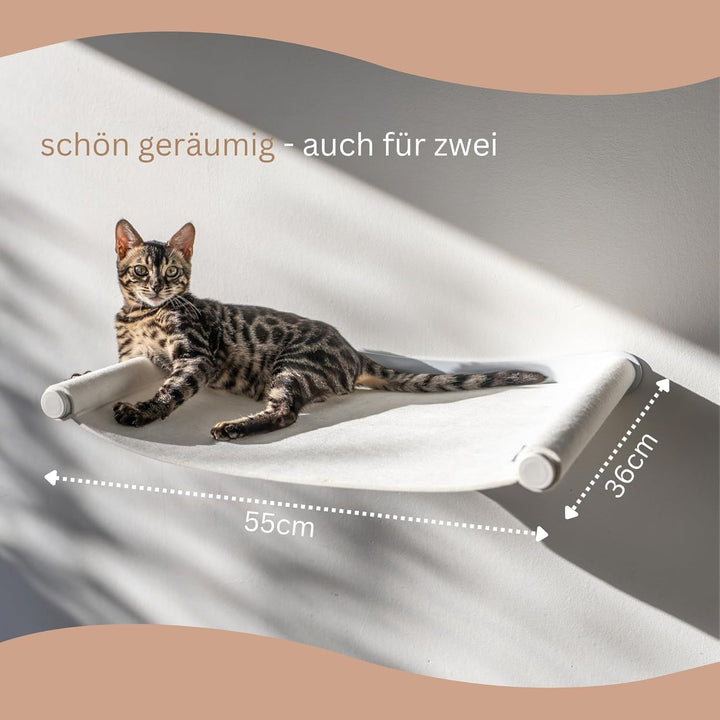 Hamac metalic AZANO® XL pentru pisici | Perete de cățărat de design pentru pisici | Pat de perete pentru pisici | Extra mare și stabil - (Alb)