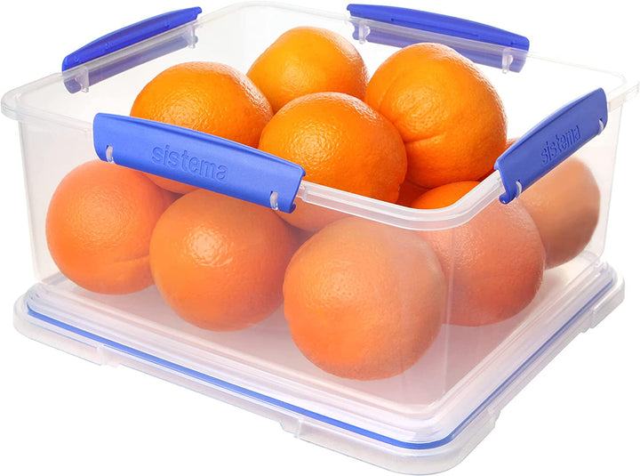 Borcan pentru depozitarea alimentelor Sistema KLIP IT, 5 litri, borcan de depozitare stivuibil și etanș cu capac, potrivit pentru frigider/congelator, plastic fără BPA, clipsuri albastre, 1 bucată (pachet de 2) Cutii depozitare alimente Naty Shop