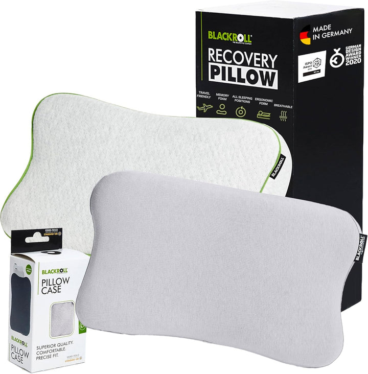 BLACKROLL® Recovery Pillow Set Jersey, pernă ortopedică pentru coloana cervicală din spumă cu memorie - Fabricat în Germania Perne ortopedice cervicale Naty Shop Pernă + husă de pernă gri deschis