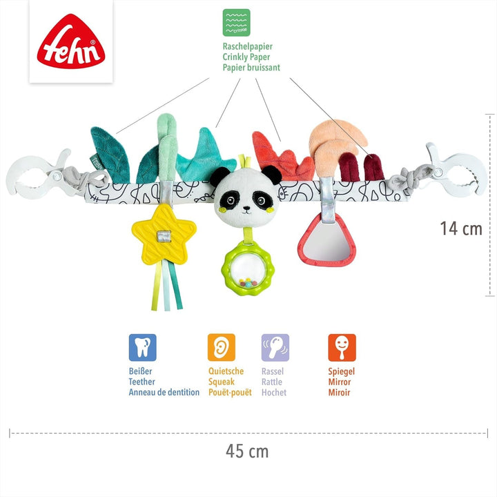 Fehn lanț mobil pentru copii Panda Baby Mobile - lanț mobil pentru copii cu figuri drăguțe - jucărie pentru copii pentru agățare flexibilă - jucărie pentru cărucior pentru bebeluși și copii mici de la 0+ luni Jucarii Bebe Naty Shop