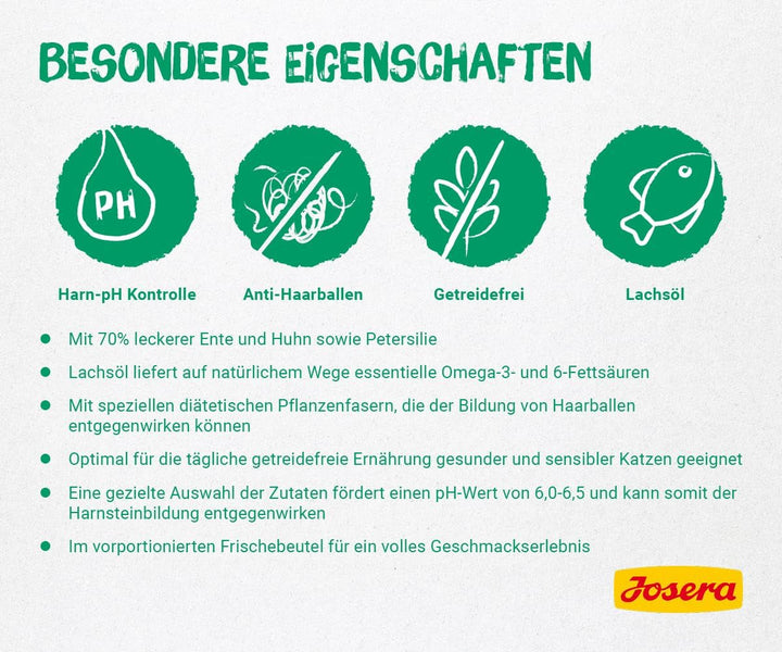 JOSERA Paté rață și pui cu pătrunjel (16 X 85 G) | Adult | Hrană umedă premium pentru pisici adulte | Pâté rață și pui | Ulei de somon | Fără cereale | Hrană umedă pentru pisici în pungă proaspătă |16Pack