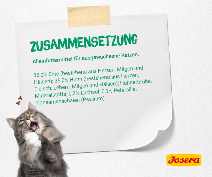 JOSERA Paté rață și pui cu pătrunjel (16 X 85 G) | Adult | Hrană umedă premium pentru pisici adulte | Pâté rață și pui | Ulei de somon | Fără cereale | Hrană umedă pentru pisici în pungă proaspătă |16Pack