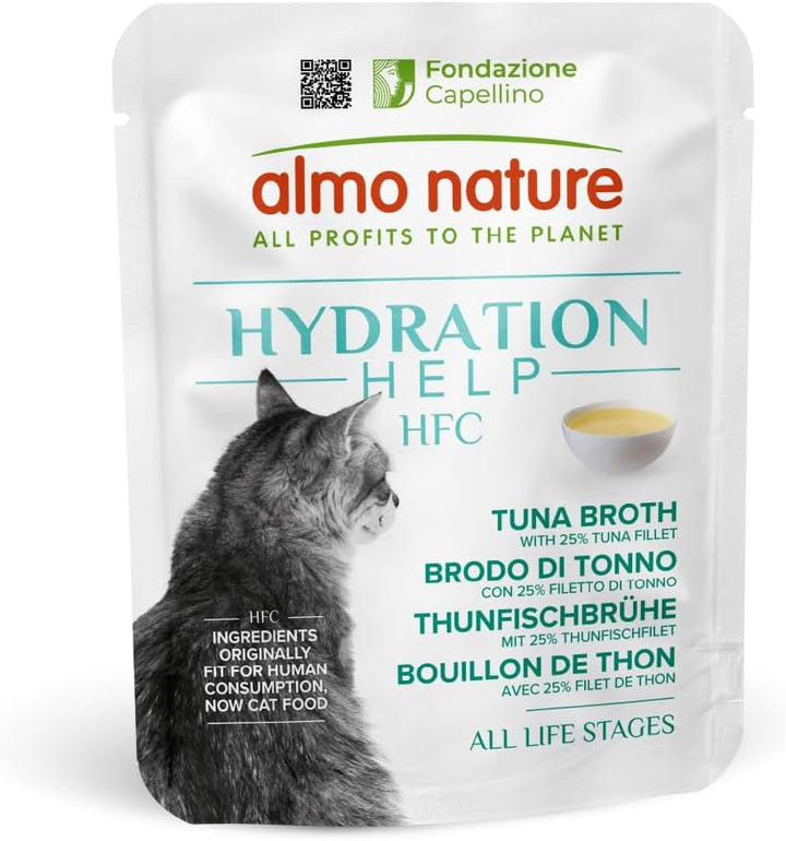 Almo Nature HFC Hydration Help Hrană umedă pentru pisici - bulion de sardine cu sardine - grad uman, fără gluten, monoproteină, 50 G, 24 bucăți, 1,2 kg