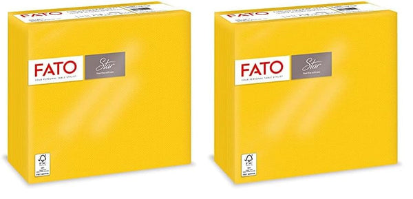 - Șervețele de hârtie de unică folosință, moi și delicate, pachet de 40 de șervețele, dimensiune 38X38 pliate în 4, 2 straturi, culoare galben, 100% hârtie din celuloză pură, certificate FSC (pachet de 2)