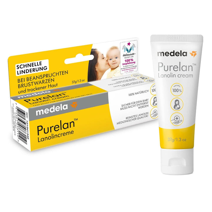 Medela Purelan 37 G Lanolincreme – Schnelle Hilfe Bei Beanspruchten Brustwarzen Und Trockener Haut – 100 % Natürlich, Hypoallergen, Dermatologisch Getestet Und Frei Von Duftstoffen Accesorii Hrana si Alaptare Bebe Naty Shop Brustwarzencreme 37G