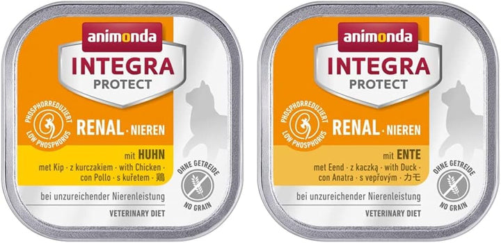 Pisici cu rinichi, hrană umedă pentru insuficiență renală, cu pui, 16 X 100 G & Pisici cu rinichi, hrană umedă pentru insuficiență renală, cu rață, 16 X 100 G