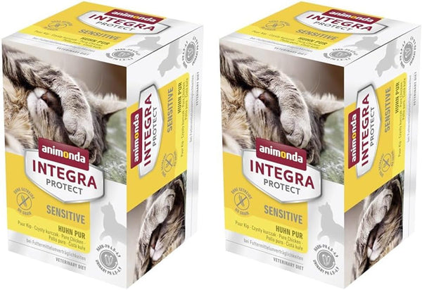 Cat Sensitive, hrană dietetică pentru pisici, hrană umedă pentru alergii alimentare, pui pur, 6 X 100 G (pachet cu 2)