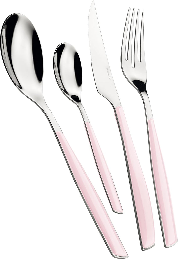 BUGATTI, Glamour, set de tacâmuri pentru 6 persoane, 24 piese din oțel inoxidabil 18/10 Naty Shop Roz Lotus