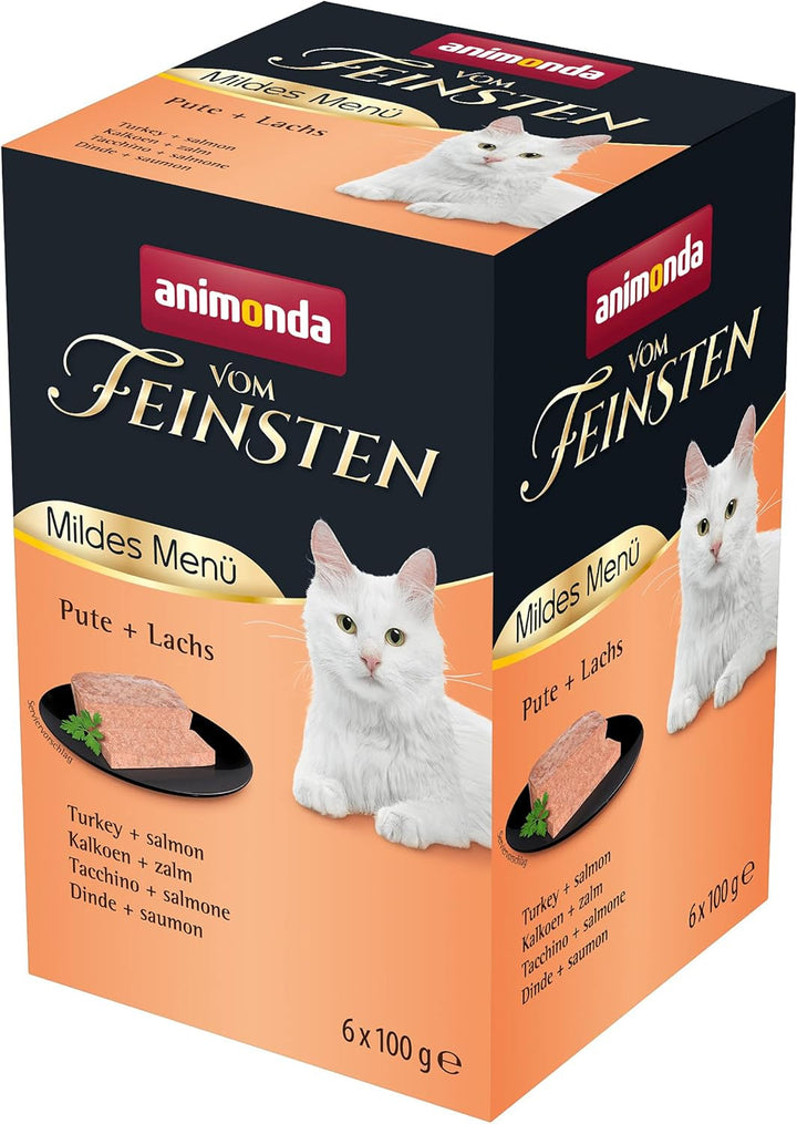 Animonda Vom Feinsten Mildes Menü Mild Variety (32 X 100G), Hrană umedă pentru pisici fără cereale, fără zahăr, Hrană pentru pisici ușor digerabilă cu carne de curcan