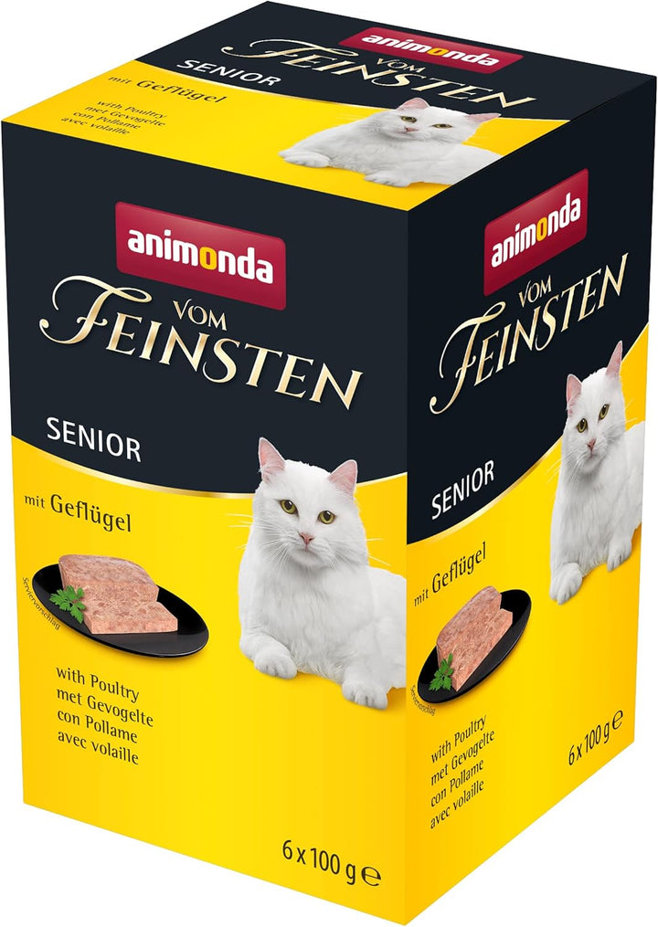 Animonda Vom Feinsten Senior Cat Food Wet Wet Food With Lamb (32 X 100G), Hrană pentru pisici de la 7 ani, Fără cereale Fără zahăr, Cu ingrediente proaspete, din carne