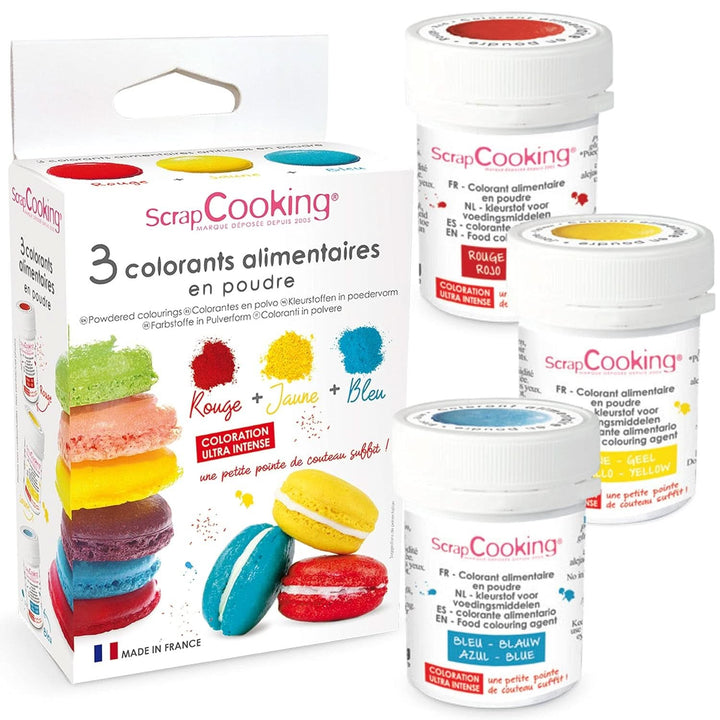 ScrapCooking, Set 3 coloranti alimentari pudra - rosu, galben, albastru, 3 x 5 grame Naty Shop 15 grame (set 3 bucati)