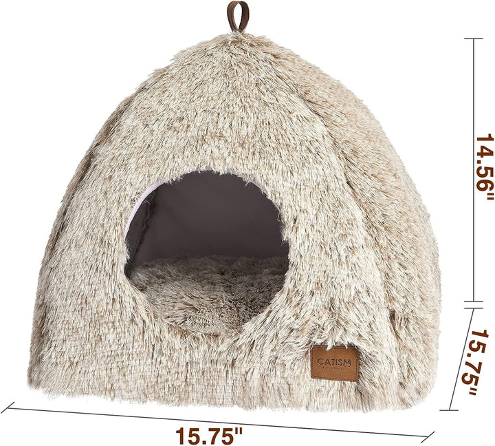 CATISM Pat pentru pisici Loc de dormit lavabil pentru pisici Peșteră pentru pisici Pernă de pluș pentru pisici Casă pentru pisici Pernă pufoasă pentru pisoi Pat pentru cățeluș Pat pentru animale de companie Cafea