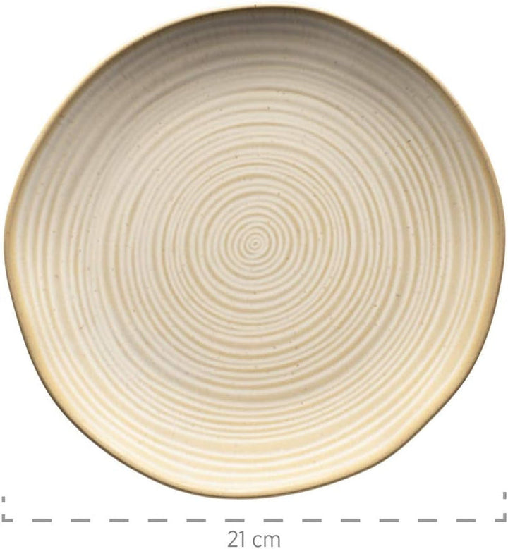 MÄSER 931818 Serie Nottingham Vintage Geschirr-Set Für 4 Personen, 12-Teiliges Frühstücksservice Mit Unregelmäßig Runden Formen Im Retro Look, Steinzeug, Beige Seturi vesela masa Naty Shop