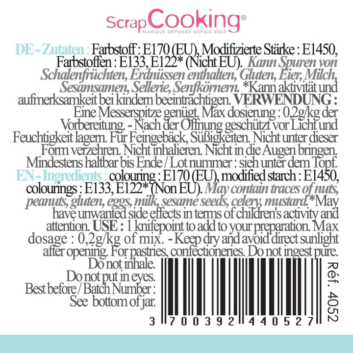 Scrapcooking, colorant alimentar pudră, albastru pastel, 5 grame Naty Shop