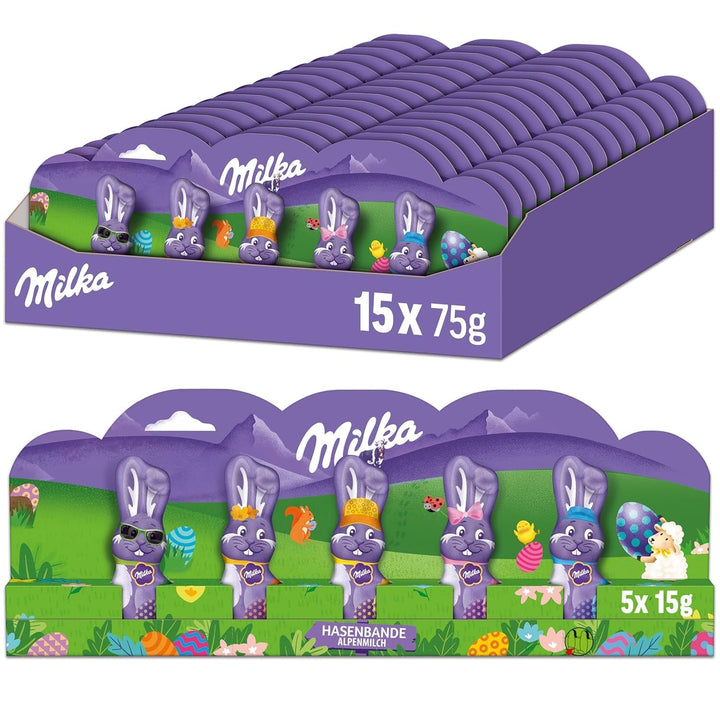 Milka Pachet vrac de ciocolată de Paște, 24 x 45 grame Bomboane de Ciocolata Naty Shop Set 15 X 5 (5 X 15G)