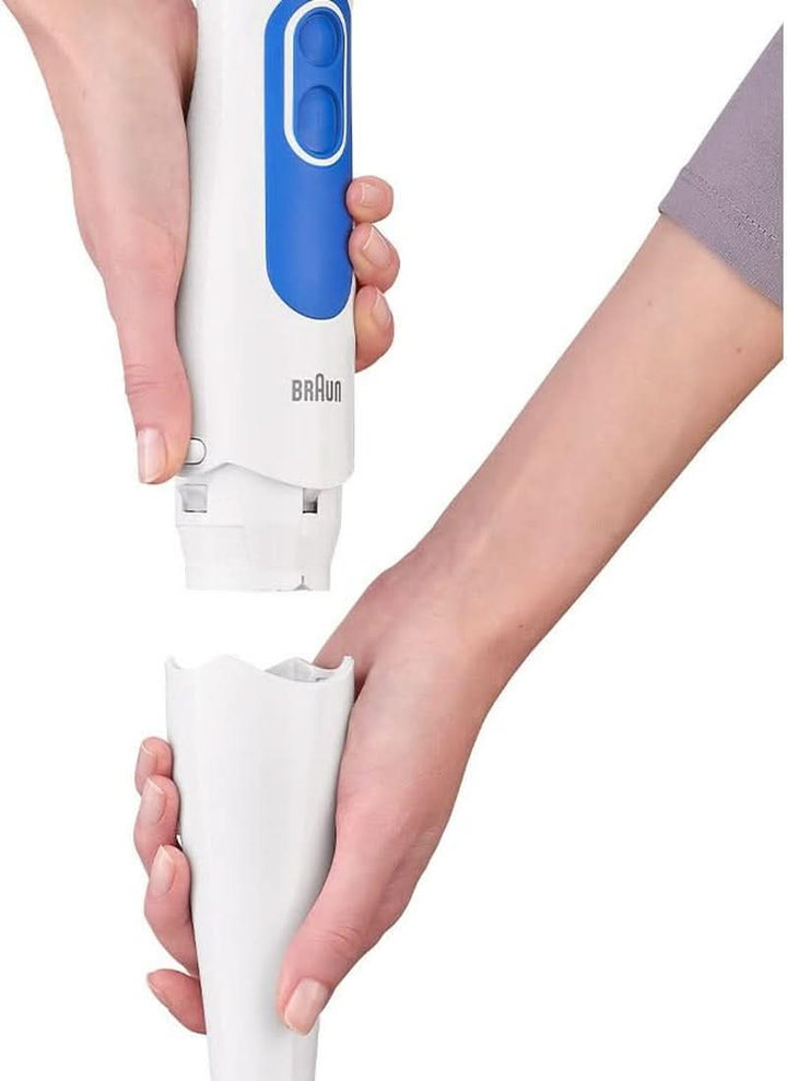 Braun Multiquick 3 MQ 3000 Smoothie+ Stabmixer – Pürierstab Mit 2 Geschwindigkeiten, Powerbell plus Und Splashcontrol-Technologie, 700 Watt, Inkl. 600 Ml Mix- & Messbecher, Blau/Weiß Bucatarie Naty Shop