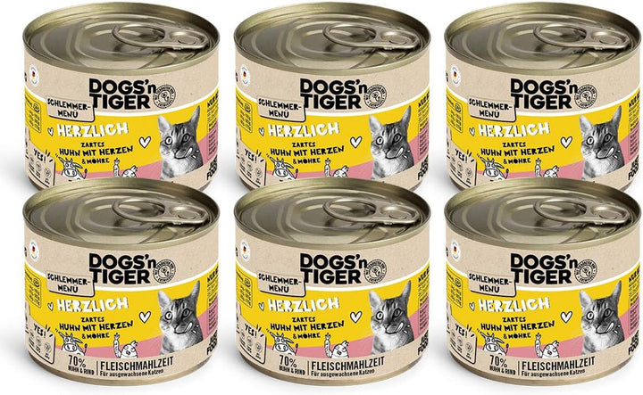 Dogs'N Tiger Gourmet Menu Glückskind, hrană umedă pentru pisoi, pui suculent și păstrăv - fără cereale, zahăr adăugat, conservanți artificiali, compatibilitate optimă, 6X400G