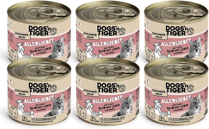 Dogs'N Tiger Gourmet Menu Glückskind, hrană umedă pentru pisoi, pui suculent și păstrăv - fără cereale, zahăr adăugat, conservanți artificiali, compatibilitate optimă, 6X400G