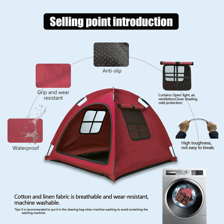 Cort roșu pentru pisici, cuib de pisică, cort portabil pentru animale de companie pentru uz interior și exterior, pentru pisici, căței și alte animale mici