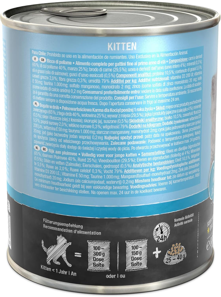 LEONARDO Kitten Hrană pentru pisici Kitten, 6X 800 G Hrană umedă fără cereale pentru pisoi până la 1 an, hrană completă cu păsări proaspete
