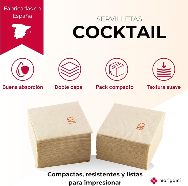 Șervețel de cocktail din hârtie, pliat 1/4, dantelă, natural, 150 șervețele