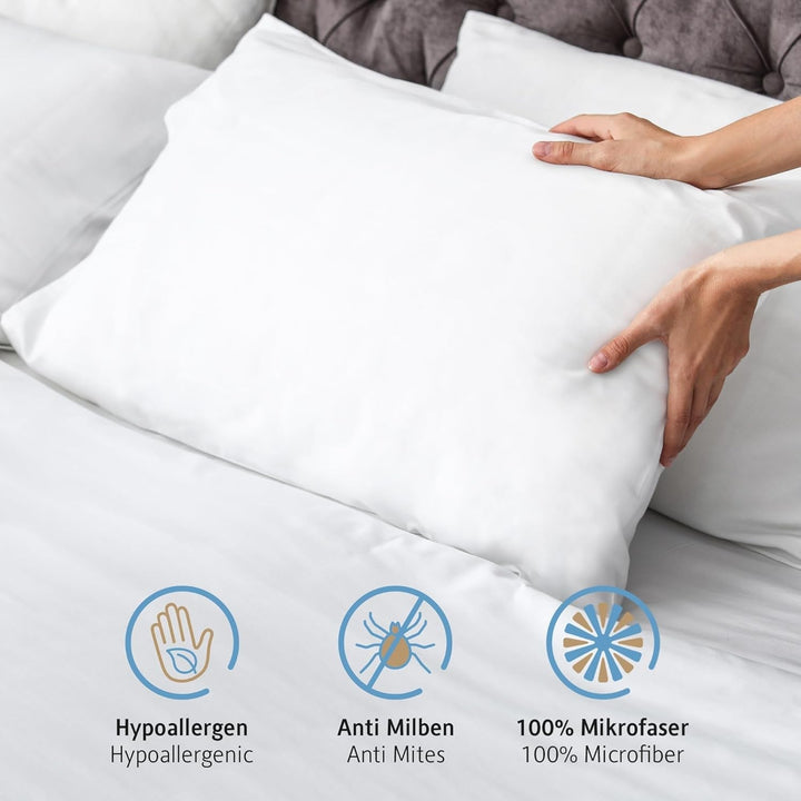 Pernă 80X80 Cm set de 2, pernă certificată Oeko-Tex cu umplutură de pernă 1000G, potrivită pentru alergici, lavabilă Perne standard Naty Shop