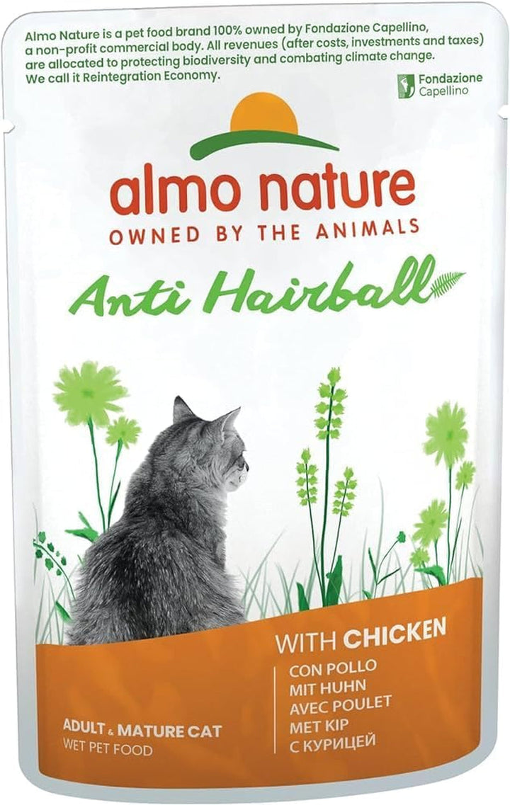 Almo Nature Holistic Anti-Hairball - hrană umedă pentru pisici adulte - cu pui - 70G, pachet de 30