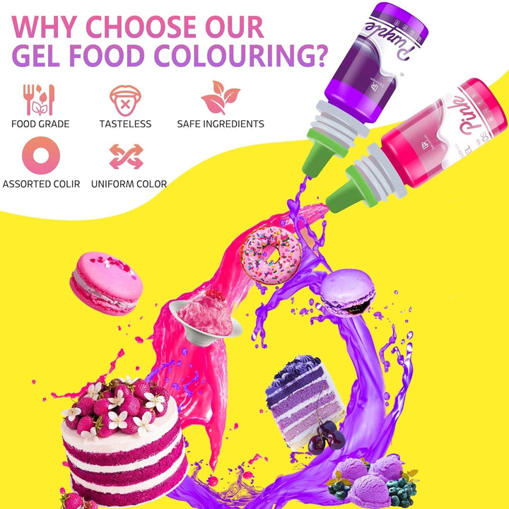 Lebensmittelfarbe Gel - 12 Farben Konzentrierte Gel Lebensmittel Farben Für Kuchen Dekoration, Backen, Kekse, Macaron - Zuckerfrei Food Coloring Für Getränken, Tortendeko, DIY Slime, Osterei - 10Ml Je Naty Shop