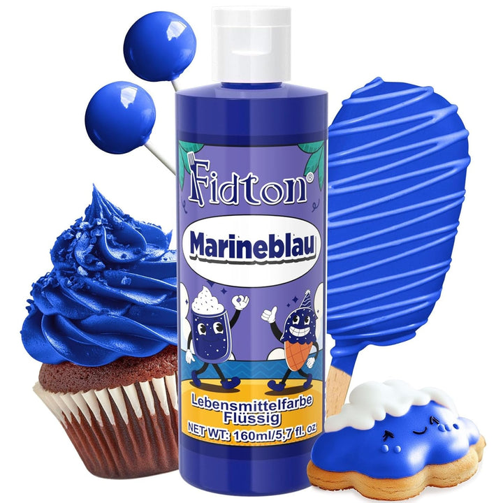 Lebensmittelfarbe Gel - Fidton 12 Farben Hochkonzentrierte Lebensmittelfarben, Food Coloring Set Für Lebensmittel Farben, Fondant, Essbare Tortendeko, Eier Färben, Backen, Glasur, Makronen - 6 Ml Naty Shop 160 Ml (1Er Pack) Marineblau