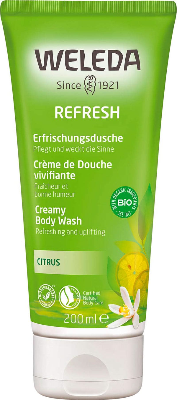 WELEDA Organic Refresh Shower Gel Vegan, gel de duș unisex, aromă de lămâie / portocală, 200 ml Naty Shop Default Title