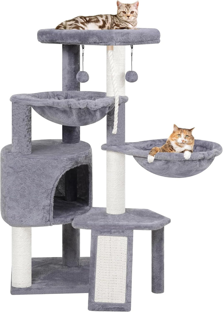 TINWEI Arborele pentru pisici cu cușcă pentru pisici și două hamace, gri