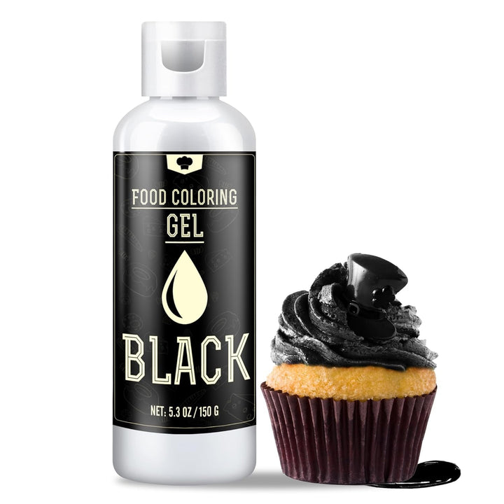 Lebensmittelfarbe Gel - 150G Konzentrierte Gel Lebensmittel Farben Zum Backen, Kuchen Dekorieren, Kekse Und Macaron - Zuckerfrei Food Coloring Für Getränken, Osterei, DIY Seifen Und Basteln (Weiß) Naty Shop Schwarz