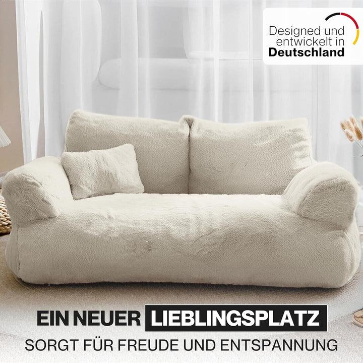 Canapea pentru pisici Noviclass® Simba | Include o pernă mică | 70 x 48 cm | Pat pentru pisici mici | Pufos, bine căptușit | Husă detașabilă (crem)