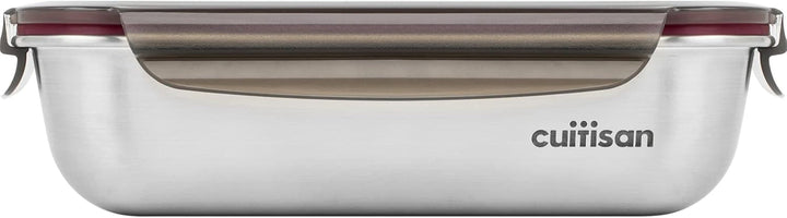 CANDL Cuitisan (Flora) borcan de depozitare a alimentelor din oțel inoxidabil cu capac cu clip, dreptunghiular, potrivit pentru cuptor cu microunde + cuptor, borcan de depozitare, EC7-SS10 2800ml Cutii depozitare alimente Naty Shop 25.9Cm X 19.5Cm X 7.1Cm / 1900Ml