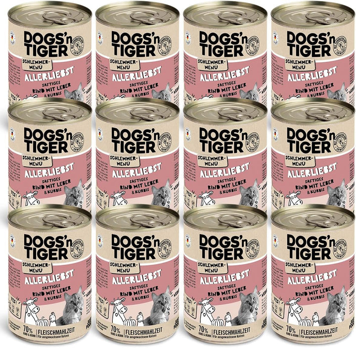 Dogs'N Tiger Gourmet Menu Glückskind, hrană umedă pentru pisoi, pui suculent și păstrăv - fără cereale, zahăr adăugat, conservanți artificiali, compatibilitate optimă, 6X400G