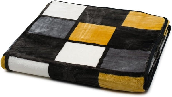 Gözze - Pătură moale și confortabilă, senzație de cașmir, greutate mare a țesăturii 500 G/M², Antigua, 150 X 200 Cm - Muștar/Negru/Alb Paturi si Cuverturi Besuche den GÃ¶zze-Store Muștar/negru/alb