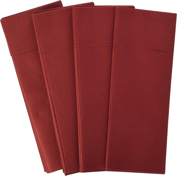 Airlaid 50 de șervețele pentru tacâmuri pungi pentru tacâmuri, asemănătoare țesăturii, șervețel de unică folosință de înaltă calitate, Bordeaux, 32X40 Cm