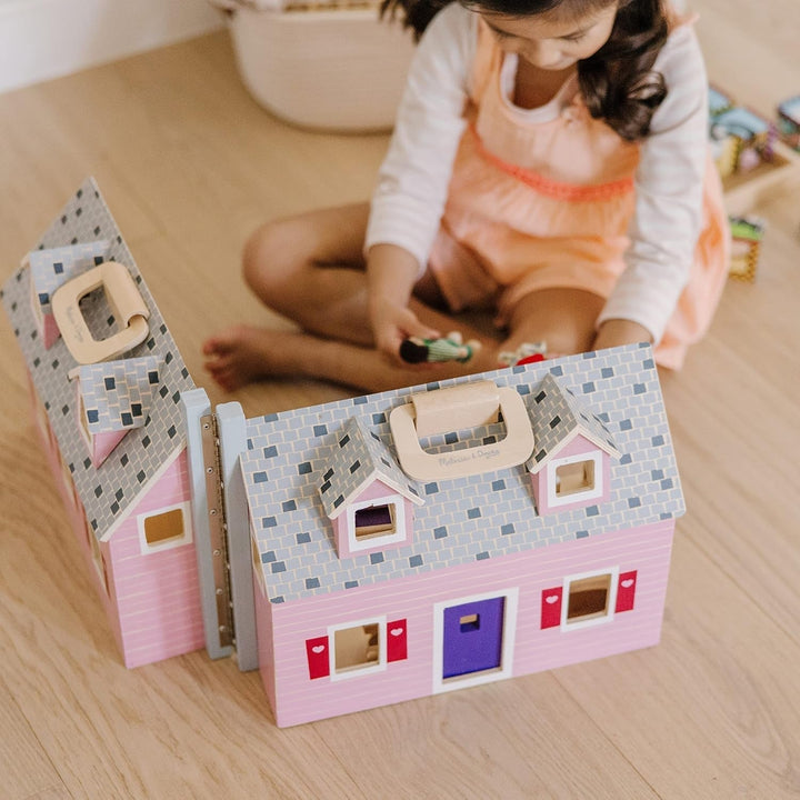 Casa de păpuși Melissa & Doug de pliat și luat cu tine | Casă de păpuși și păpuși | Playsets | 3+ | Cadou pentru băieți sau fete Casute de papusi Naty Shop