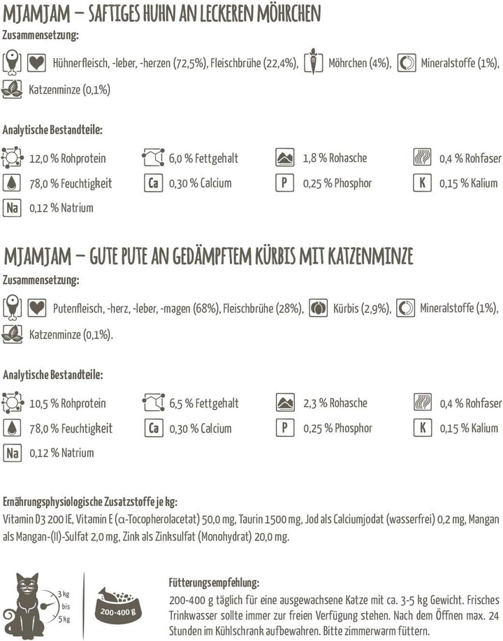 Mjamjam - Hrană umedă premium pentru pisici - Mono Pack I - cu pui și curcan, pachet de 6 (6 X 200 G), fără cereale și cu multă carne