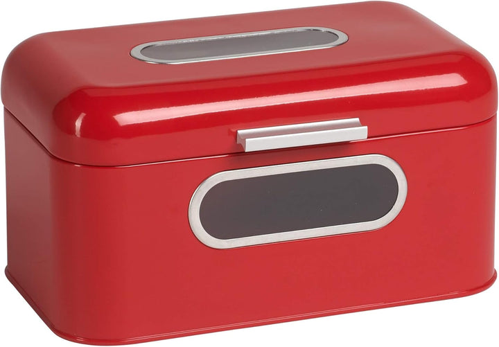 ECHTWERK coș metalic retro pentru pâine cu fereastră de vizualizare și capac, set de 3 cutii de depozitare elegante, capacitate 1,4 litri, roșu Cutii depozitare alimente Naty Shop Roșu S Singur