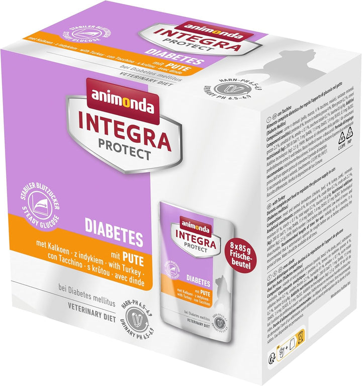 Animonda INTEGRA PROTECT Hrană umedă pentru pisici cu diabet zaharat cu curcan (24 X 85G), recomandată de veterinar pentru diabet zaharat, dezvoltată împreună cu veterinari pentru pisici adulte