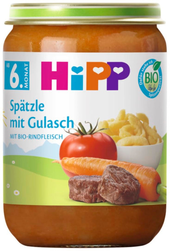 Hipp Organic Menus de la 6 lun, paste spaetzle cu gulaș, 220G, pachet de 6 (6X220G) Mama si Copilul Naty Shop Default Title