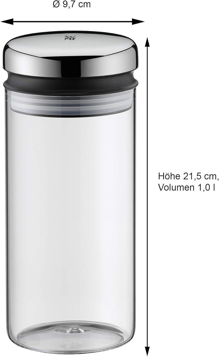 WMF Dozator sirop/miere barista 240ml, borcan de depozitare sticlă & depot 1l, înălțime 21,5 cm, borcan de depozitare cu capac, recipient pentru boabe de cafea, borcan pentru cereale, borcan de depozitare a alimentelor cu deschidere mare de umplere Cutii depozitare alimente Naty Shop