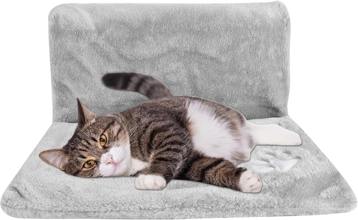 Șezlong pentru pisici pentru calorifer, hamac suspendat, șezlong pentru calorifer pentru pisici, șezlong încălzitor pentru pisici cu blană moale de pluș, hamac confortabil pentru pisici pentru toate caloriferele comune, 46 x 30 x 25 cm (gri)